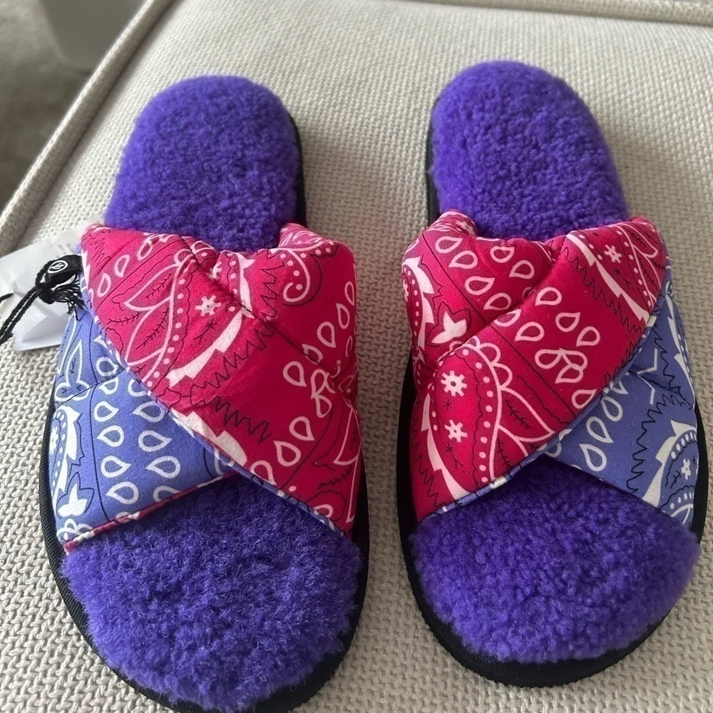 NWT! ARIZONA LOVE Paradise Shearling Printed Slides w/ Tags Size 42